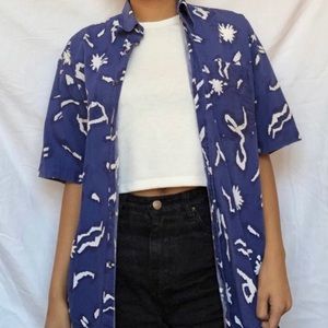 unique blue button up